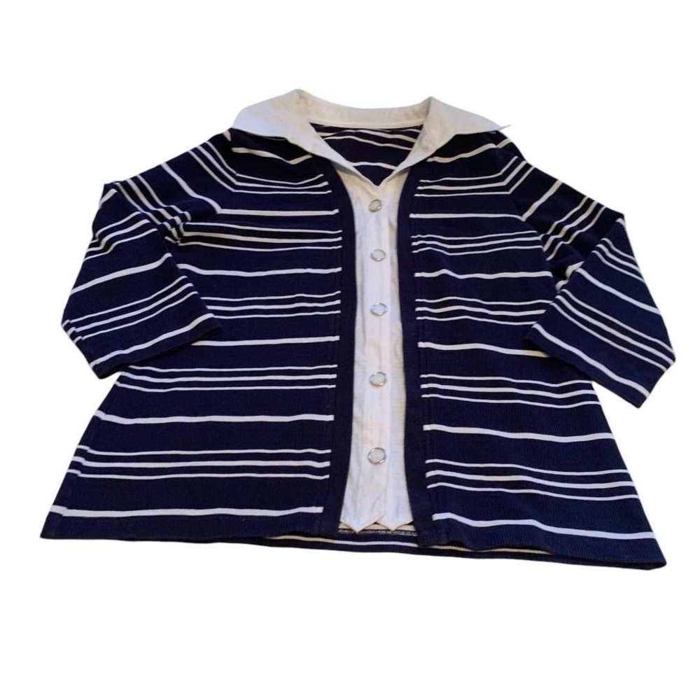 Vintage Allison Daley Navy Stripe Cardigan